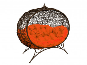 Кокон Улей на ножках с ротангом оранжевая подушка в Челябинске - chelyabinsk.magazinmebel.ru | фото - изображение 1