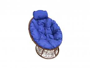 Кресло Папасан мини с ротангом синяя подушка в Челябинске - chelyabinsk.magazinmebel.ru | фото - изображение 1