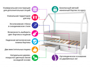 Кровать-домик мягкий Svogen с ящиками и бортиком бежевый в Челябинске - chelyabinsk.magazinmebel.ru | фото - изображение 2