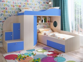 Кровать Кадет 2 Дуб молочный-голубой в Челябинске - chelyabinsk.magazinmebel.ru | фото