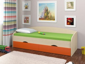 Кровать Соня 2 дуб молочный-оранжевый в Челябинске - chelyabinsk.magazinmebel.ru | фото