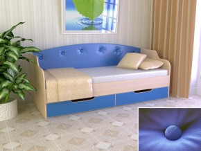 Кровать Юниор Тип 2 дуб молочный/синий 800х1600 в Челябинске - chelyabinsk.magazinmebel.ru | фото - изображение 1